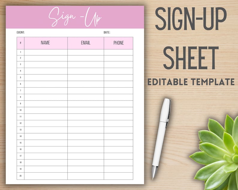 Editable Sign up Sheet Sign up Sheet Template Event Sign Up Canva Editable Sign up Sheet Sign up Sheet Template Event Sign Up Canva