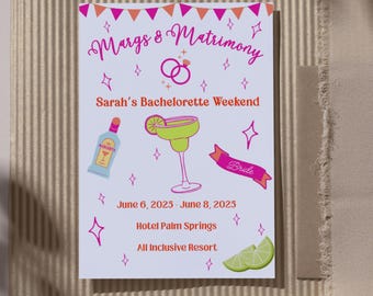 Margs And Matrimony Bachelorette Party Invitation Template | Downloadable Bachelorette Party Invite | Bachelorette Party Invite Printable