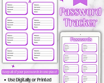 Password Tracker | Password Tracker Template | Password Organizer | Password Book | Digital Password Tracker | Password Sheet