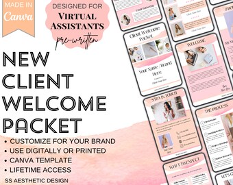 Virtual Assistant Client Welcome Packet | Client Welcome Packet Template | New Client Service Guide | Onboarding Canva Template | VA Client