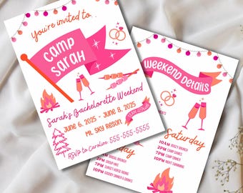 Camp Bachelorette Party Invitation Template | Downloadable Bachelorette Party Invite | Bachelorette Party Invitation | Printable Invitation
