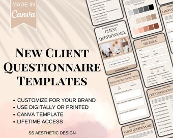 New Client Questionnaire Template | Social Media Manager | Virtual Assistant | Business Coaching | Business Template | Business Forms