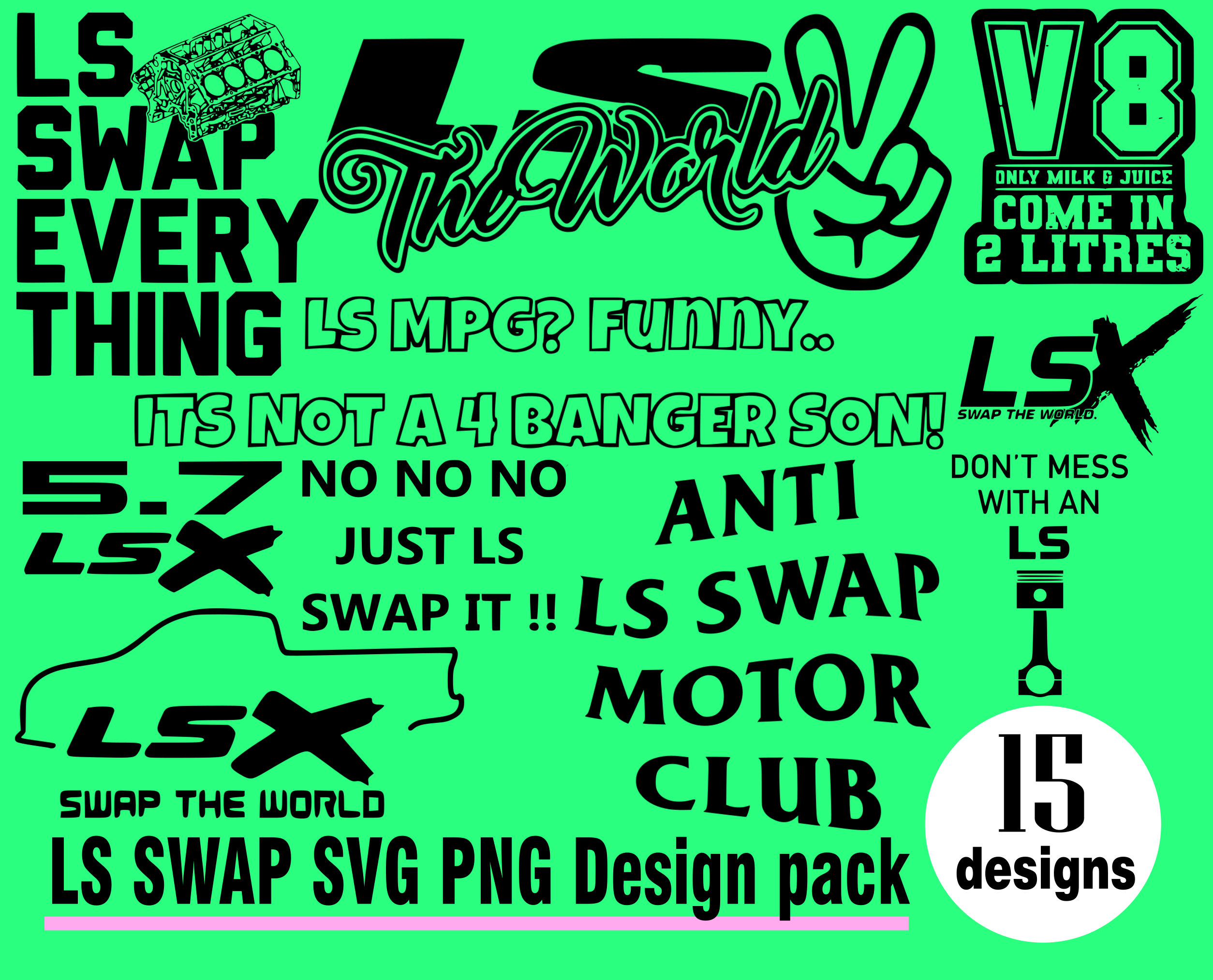 LS Swap SVG PNG 15 Design Pack Racing Muscle Car Nascar Cup Daytona