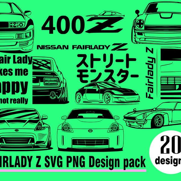 Fairlady Z SVG PNG 20 Design pack Drift Racing Skyline JDM Bumper sticker window decal Datsun 350 Z 240 Z Initial D Anime Stance fairlady z