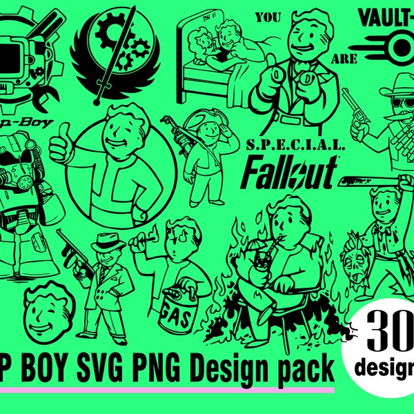 Pip Boy SVG PNG 30 Design Pack Fallout Video game Gaming Bethesda Fallout New vegas Vault tec Bumper stickers window decals svg png design