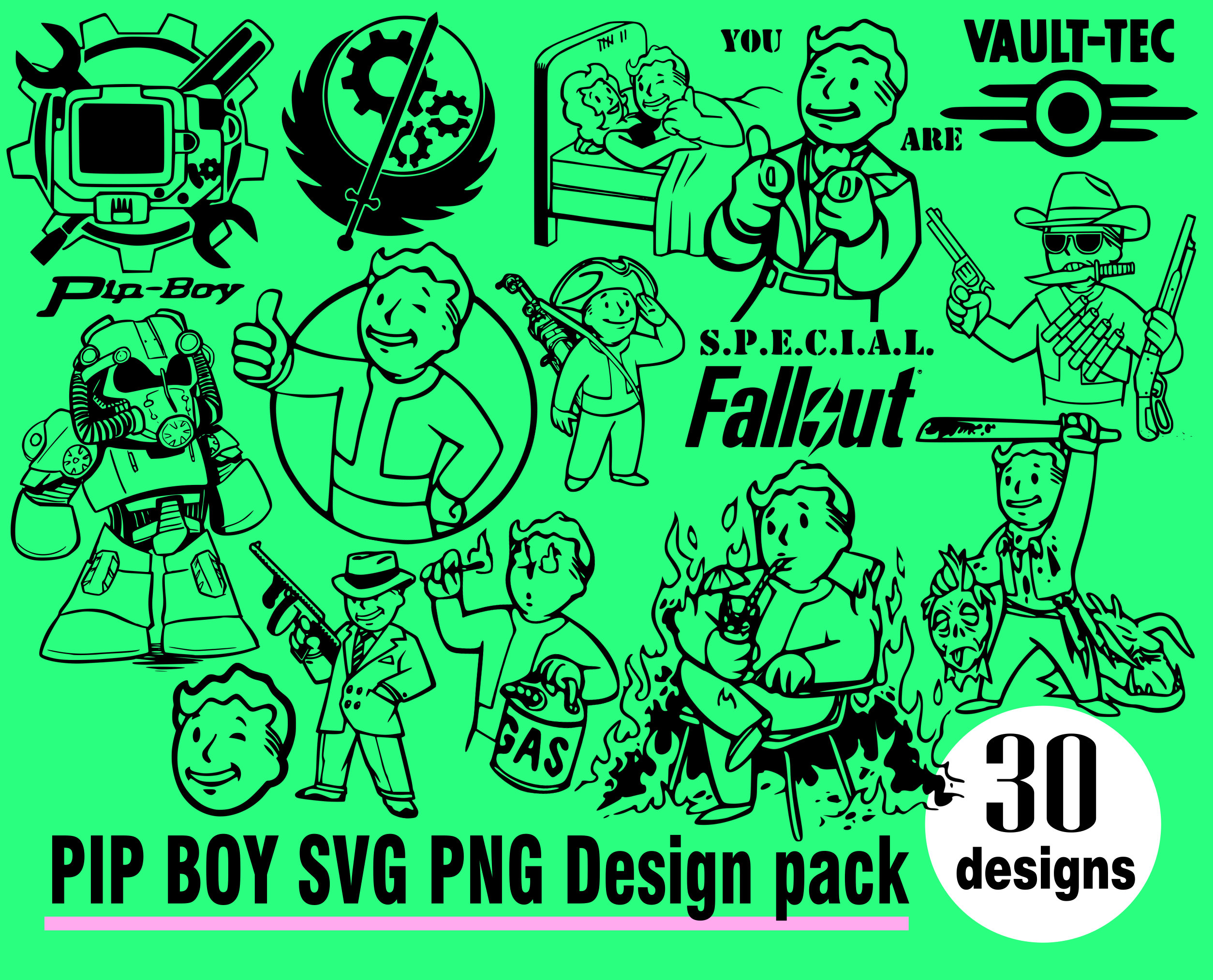 Pip Boy SVG PNG 30 Design Pack Fallout Video Game Gaming Bethesda