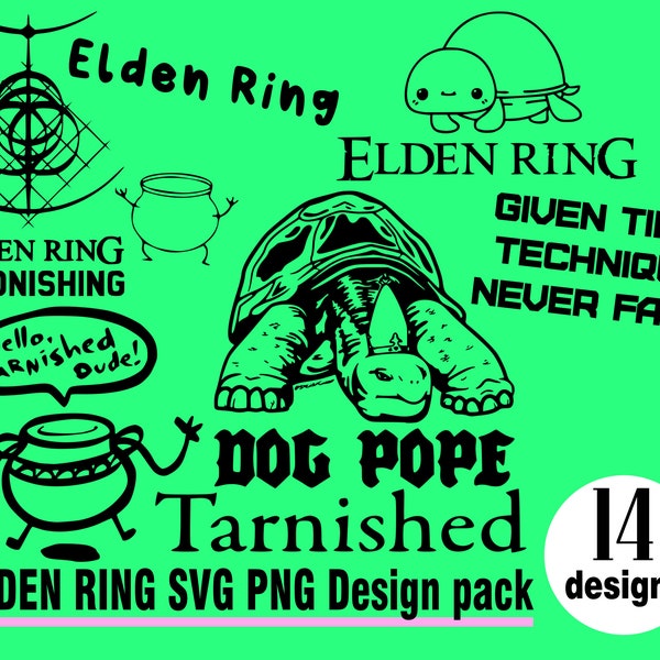 Elden Ring SVG PNG 14 Design Pack Dark Souls Playstation Fromsoftware bloodborne Sekiro Anime Meme Bumper Stickers Window Decal RPG stickers