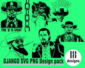 Django Unchained SVG PNG 18 Design pack quentin tarantino samuel jackson bumper stickers svg western john travolta fensteraufkleber vektor movie