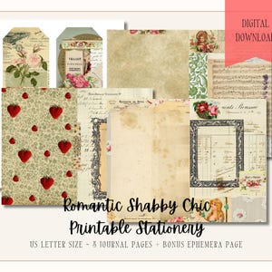 French Romantic Chic Digital Download, Junk Journal Paper Collage Collection, Vintage French Ephemera, Printable Paper Digital Kit, 6 Pages