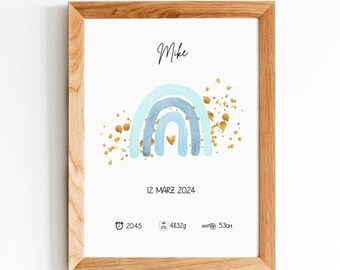 Birth Poster - Blue Rainbow