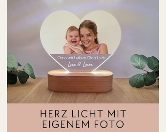 Personalized LED light with heart photo and text / wedding gift / NL-024