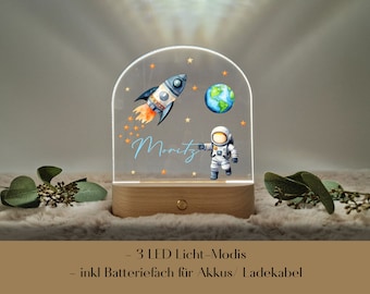 Nachtlicht Personalisiert Motiv Weltraum/ Nachtlampe/ Schlummerlicht/ Babygeschenk/ Taufgeschenk