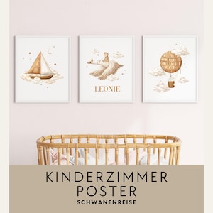 Kinderzimmer Poster, Bilder, Kinderposter, Wandbilder  - Schwanenreise / KZP-001