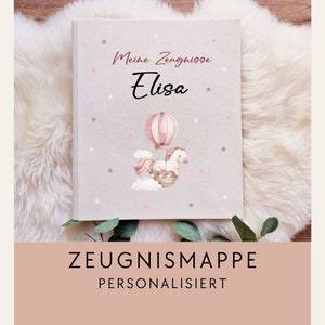 Carpeta de certificados modelo personalizado unicornio/ carpeta escolar/ carpeta de certificados de lino/ ZM-012