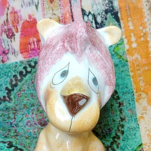 Kitschy Vintage Lion Piggy Bank big eye art