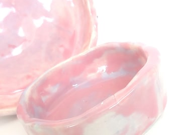 Pastel Pink Dish Handmade Pottery Boho Home Decor