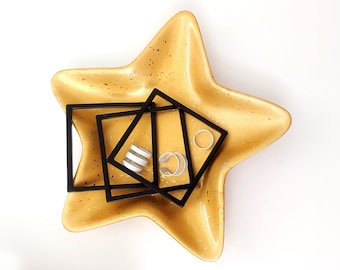 Vintage 90s Celestial Gold Ceramic Star Jewelry Trinket Dish