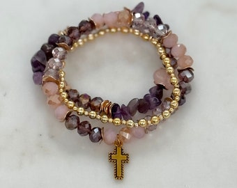 Cross Charm Bracelet - Christian Jewelry - Mother's Day Gift