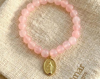 Rose Miraculous Medal Bracelet: Catholic Jewelry Gift