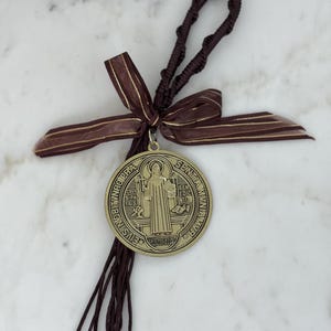 St. Benedict Home Blessing Hanger: Copper & Gold Medals, Protection Decor