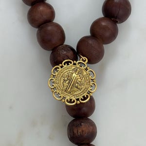St. Benedict Door Hanger: Wood Beads, Catholic Home Decor