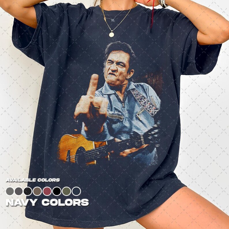 Camiseta con el dedo corazón de Johnny Cash / Diseño de Johnny Cash imagen 13