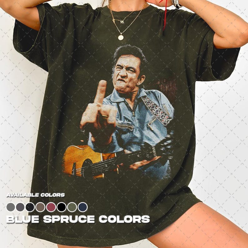 Camiseta con el dedo corazón de Johnny Cash / Diseño de Johnny Cash imagen 11