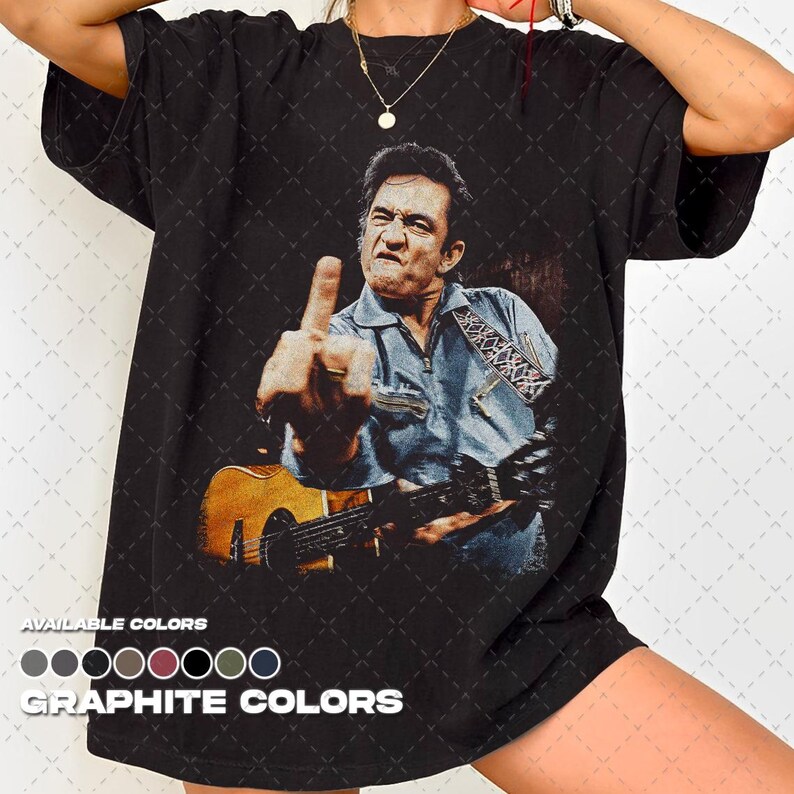 Camiseta con el dedo corazón de Johnny Cash / Diseño de Johnny Cash imagen 7