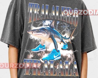 Tralalero Tralala Das Brainrot Meme Unisex schwere Baumwolle T-Shirt, lustiges T-Shirt, Meme Grafik T-Shirt, italienisches Brainrot Tee