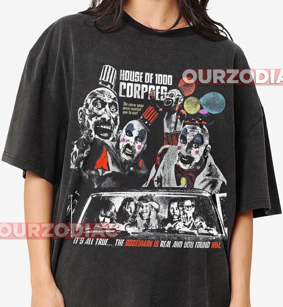 House of 1000 Corpses Unisex Tee Shirt, Horror Comedy Movie T-Shirt, Heavy Cotton Top, Halloween Clothing, Scary Film Apparel, Creepy