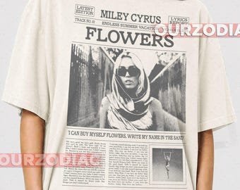 Camiseta de Miley Cyrus Flowers, cantante, compositora y actriz, camiseta estampada, camiseta para fans de la música, regalo de ropa unisex, prenda de cultura pop.