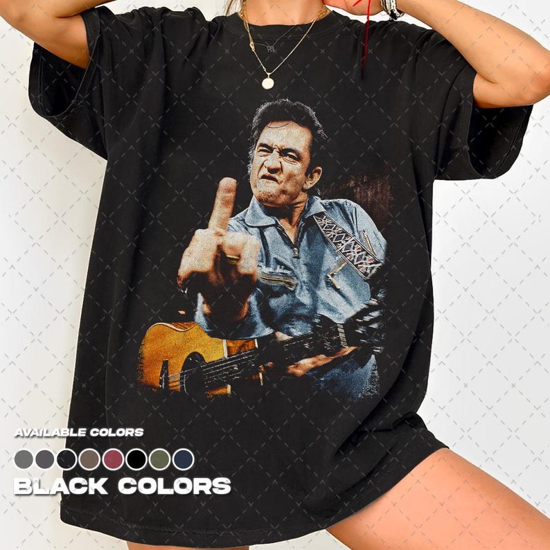 Camiseta con el dedo corazón de Johnny Cash / Diseño de Johnny Cash imagen 8
