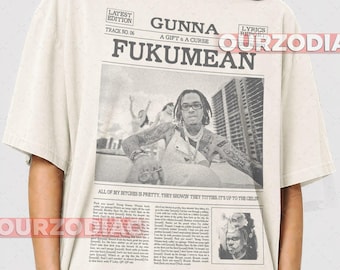 Camiseta gráfica de estilo urbano Gunna Funna Fukumean, camiseta de hip hop, camiseta de estilo urbano, top de moda retro, ropa alternativa, regalo para amantes de la música