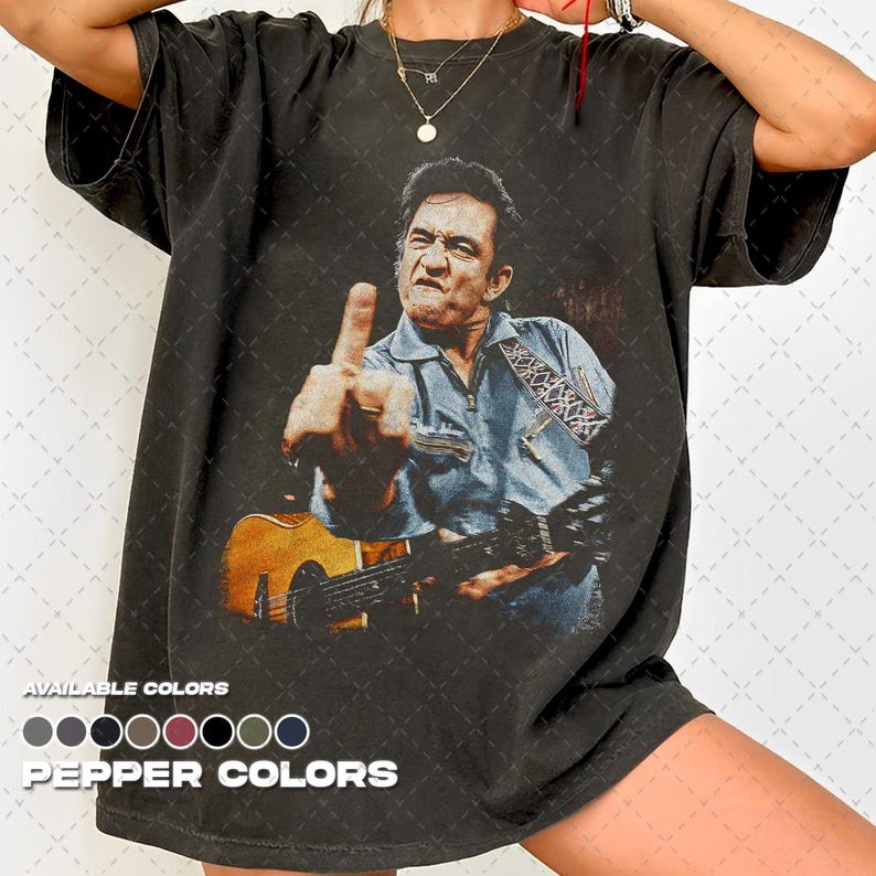 Camiseta con el dedo corazón de Johnny Cash / Diseño de Johnny Cash imagen 9