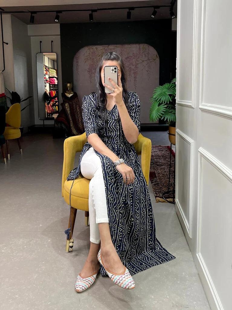 BEAUTIFUL Nayera Cut Kurti Foe Women Jari Work Long Kurti Etsy