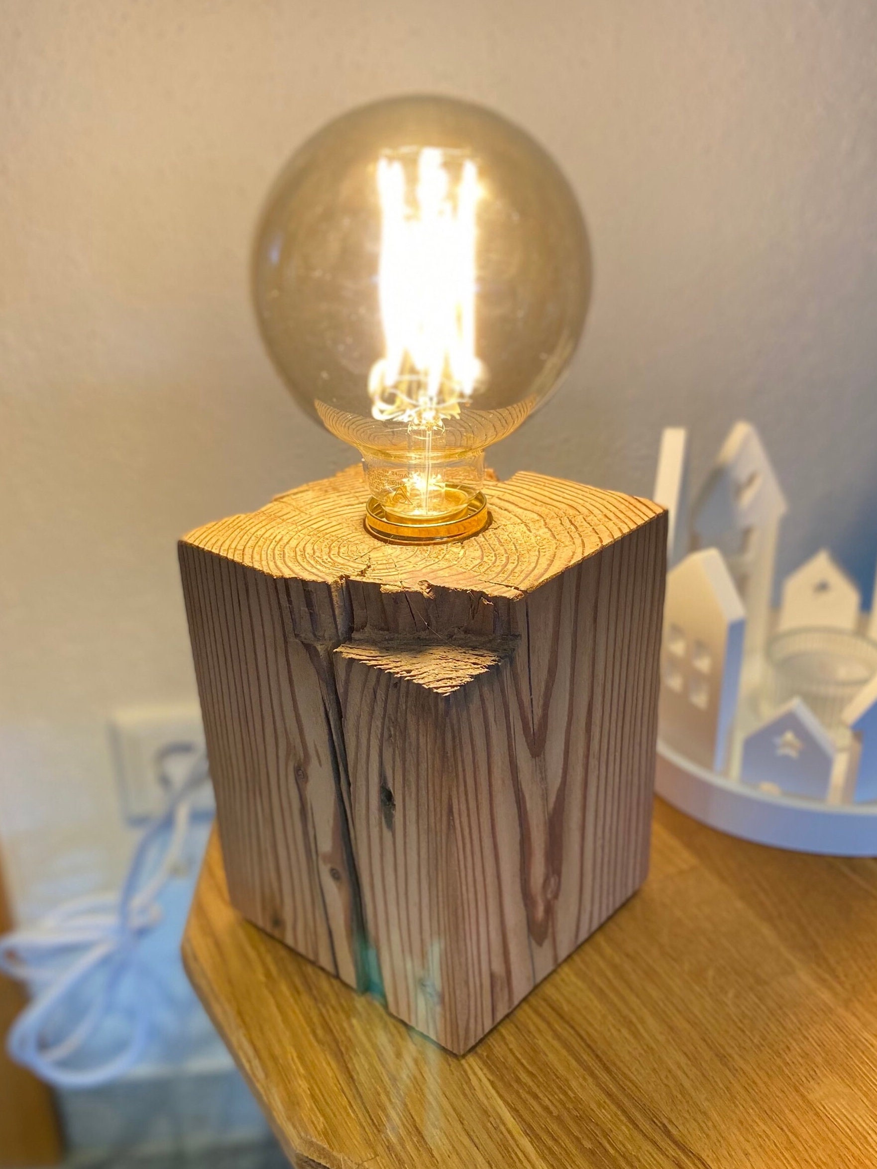 Tischlampe Vintage Holz