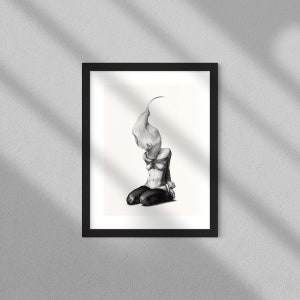 Shibari serie #01 art print, Hahnemühle cotton paper , illustration, dark art, shibari art, flower, drawing, limited edition