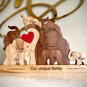 Personalised Family Puzzle Elephants, Family gift, Gift for wedding, Wedding gift, Elephant Puzzle, Family Decoration, Family of Elephants