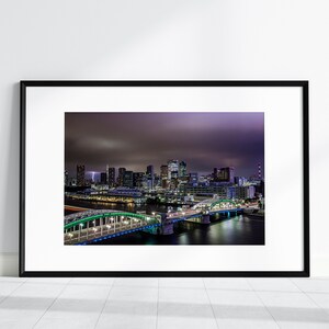 Tsukiji at Night - Kachidoki, Tokyo | Cityscape Print | Photography Print | Wall Art | Wall Print | Wall Decor | Poster | Lightning | Purple