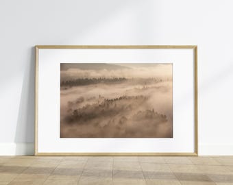 Niebla matutina sobre el bosque - Impresión de paisaje / Impresión de naturaleza / Impresión fotográfica / Arte de pared / Impresión de pared