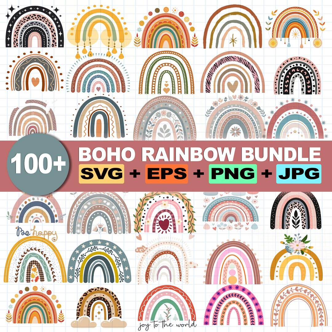 100+ Boho Rainbow SVG Files, Cute Rainbow Clipart Bundle for Cricut ...