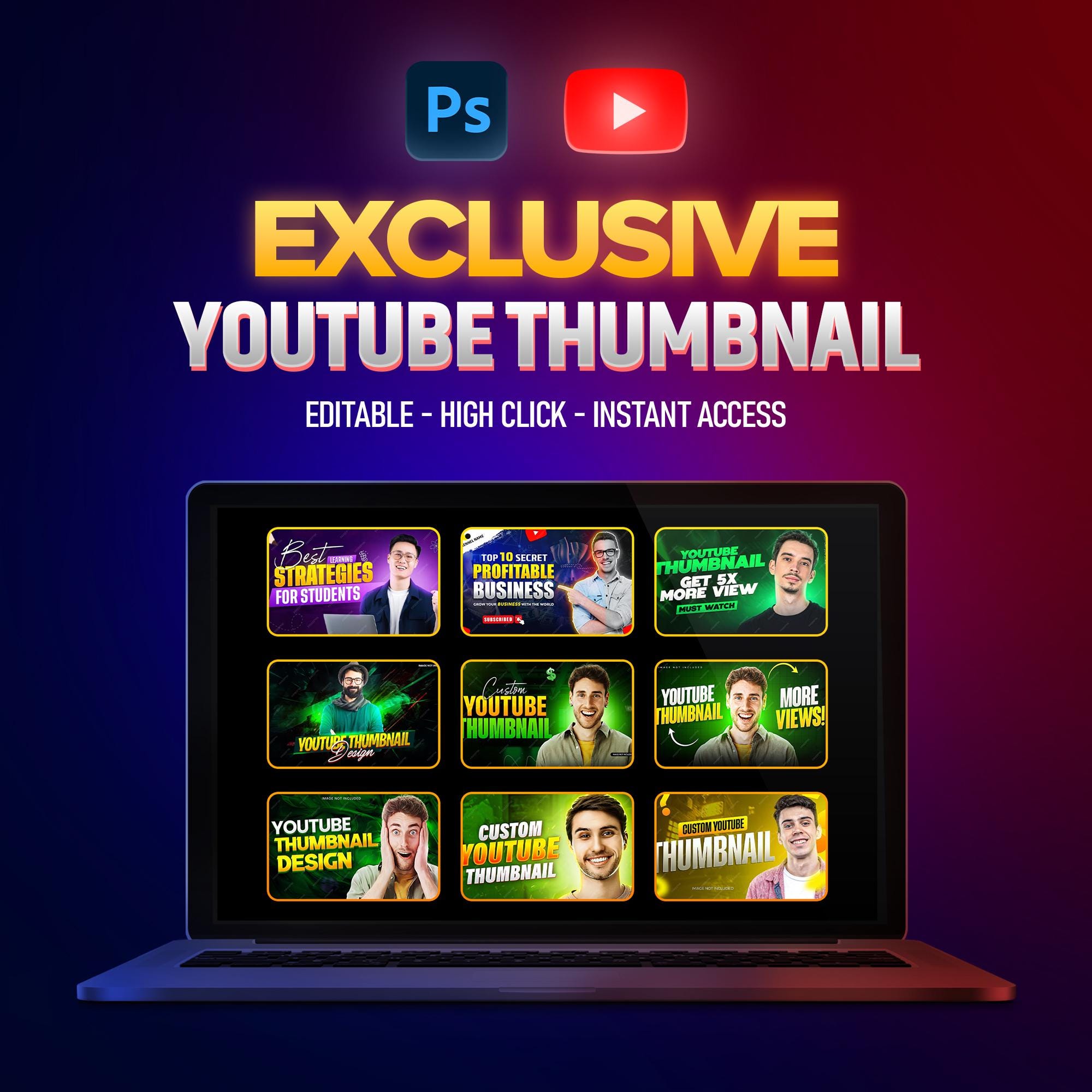 Thumbnail Pro Course Youtube Thumbnail Pro Pack | 40+ Editable Photoshop Thumbnail PSD ...