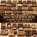 160+ Wooden Box Laser Cut Bundle, Glowforge xTool CNC Files, Laser Cut Box Templates, SVG, DXF, Jewelry Keepsake Gift Boxes