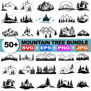 Mountain Tree SVG Bundle for Cricut, Forest Pine Landscape SVG, Nature Outdoor Cut Files, Sublimation & Laser Cut Design
