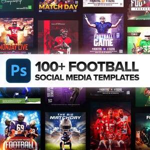 100+ American Football Social Media Poster Templates | Editable Photoshop Sports Flyer Bundle | Game Day Instagram Banner Pack PSD