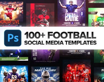 100+ American Football Social Media Poster Templates | Editable Photoshop Sports Flyer Bundle | Game Day Instagram Banner Pack PSD