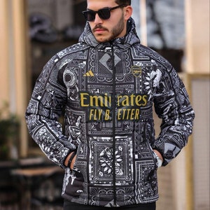 Arsenal Printed Puffer Jacket - Unisex Parachute Fabric - Regular Fit