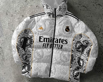 Real Madrid Digital Print Dragon Soccer Unisex Parachute Puffer Jacket