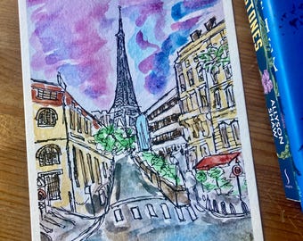 Paris Frankrike Limited Edition Signerad A5 Giclée Tryck