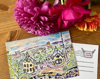 Barcelona Parc Guell Spanien Kunst Postkarte